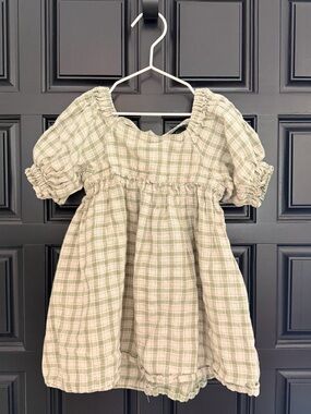 Kids 3-4T Nellie Quats Green gingham dress